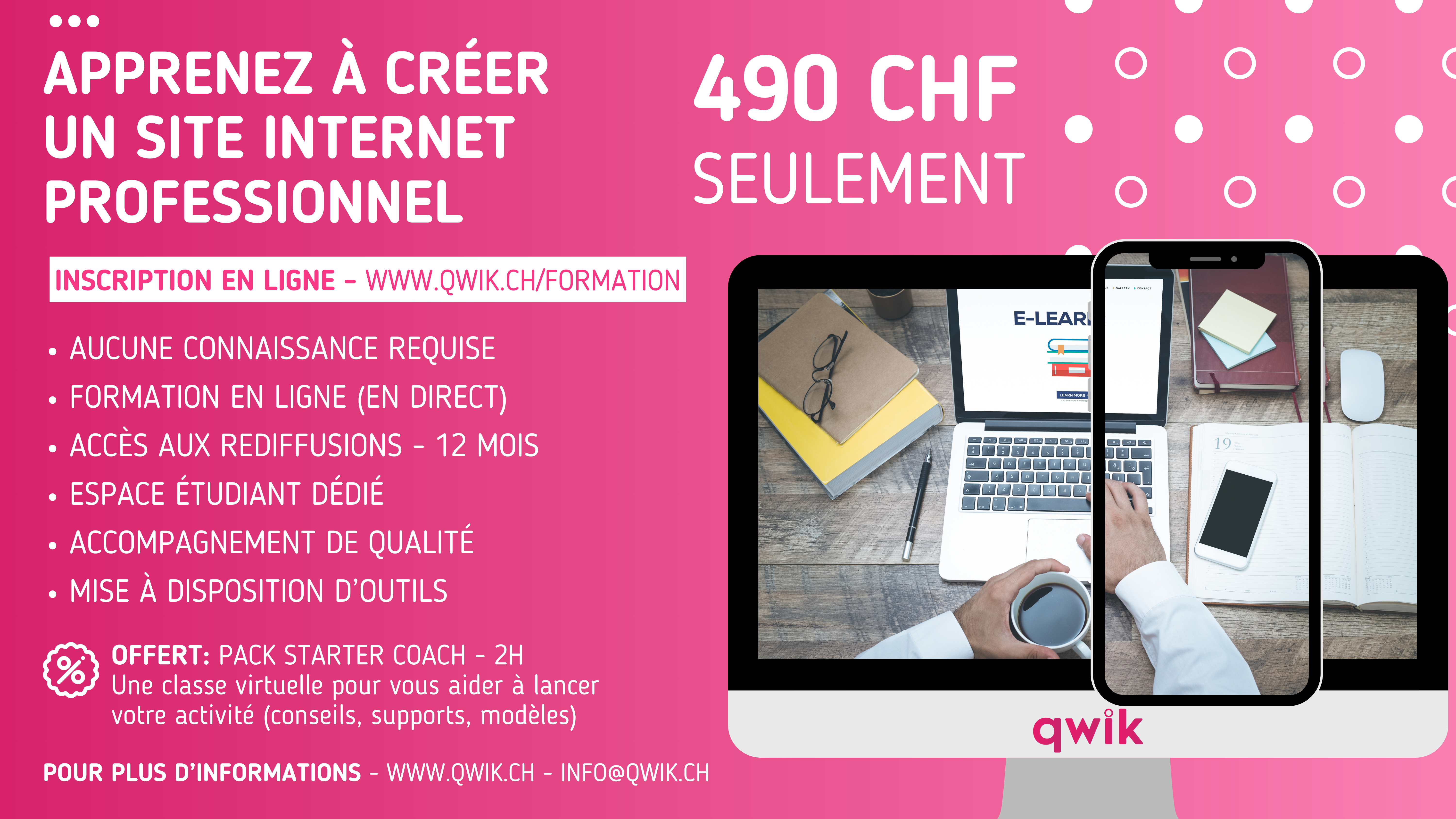 Création de sites internet professionnels - 490 CHF HT